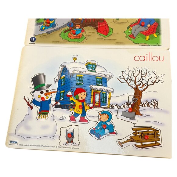 Irwin Caillou Puzzles Lot 4 Fall Winter Kitchen Park Wood Knobs Vintage 2002 - Picture 5 of 14